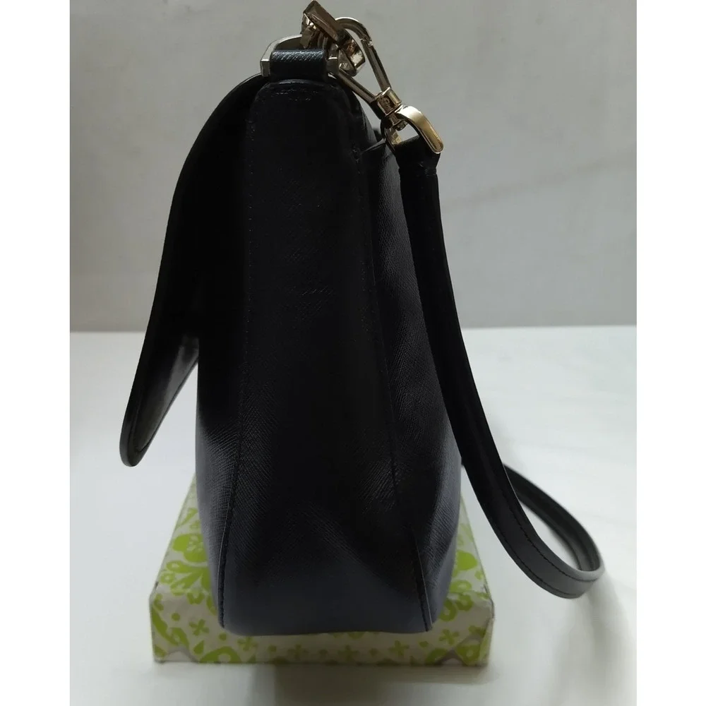 Kate Spade New York Black Leather Flap Closure Crossbody Bag